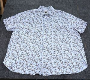 JOSEPH ABBOUD Short Sleeve Blue White floral Button Up Shirt XXL Classic fit